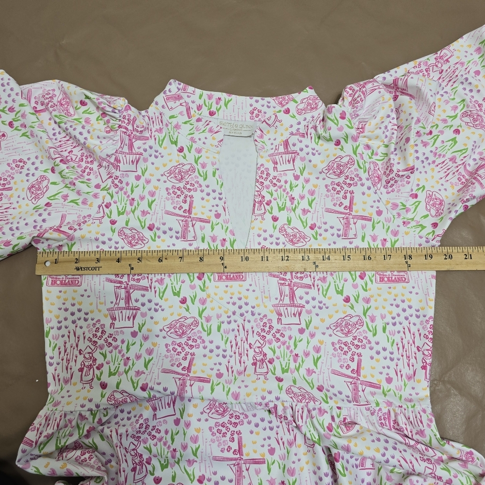 Smith & Quinn Tory Dress In Holland Tulip Sz M Pink Tiered Vacation Cottagecore - Picture 10 of 12